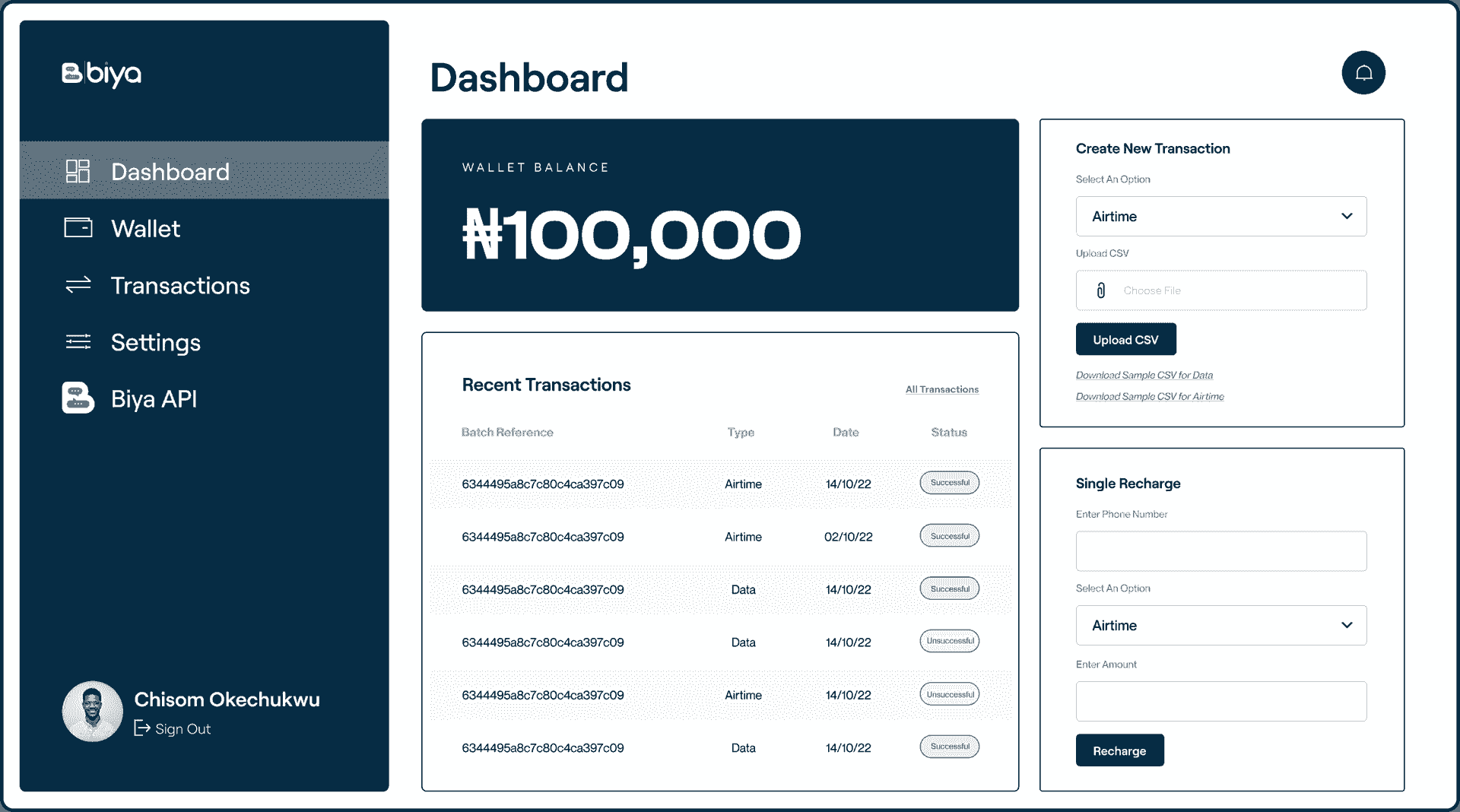 Biya Business Dashboard